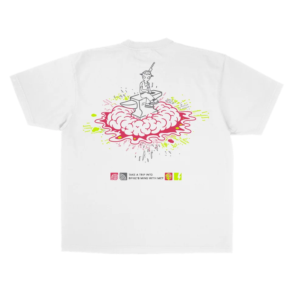 SPIKE BRAINMELT TEE — WHITE — alternate view